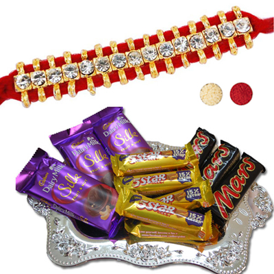 "Rakhi - SR-9160 - (Single Rakhi), Choco Thali - - Click here to View more details about this Product